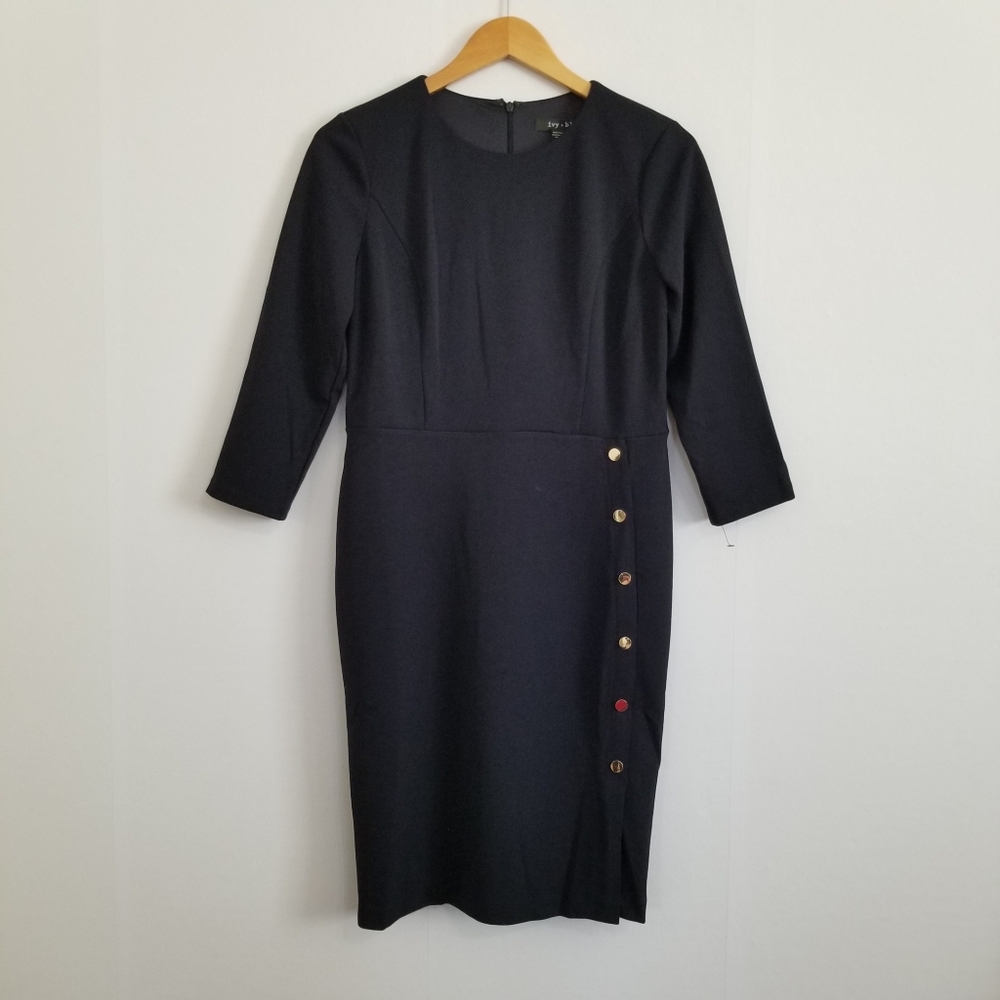 NWOT Ivy Blu Navy 3/4 Sleeve Career Dress Size 4